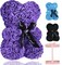 Flower Rose Bear ,Romantic Gift for Valentine's, Mother's Day, Christmas, Birthday,Girl Friend Her Mom Female Wife with Artificial Heart-Shaped Diamonds Purple
